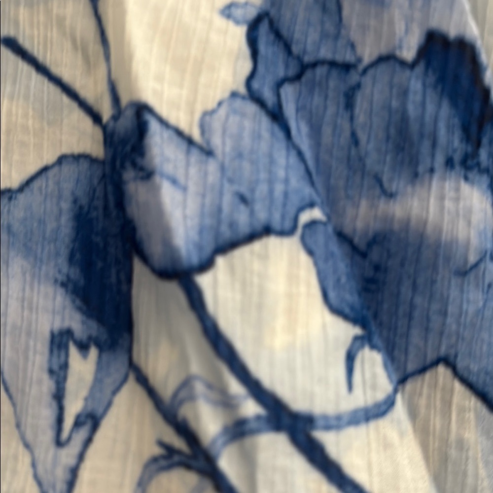 H&M oversized viscose blend crinkled gauzy Blue Floral Maxi Dress watercolor - Picture 9 of 12